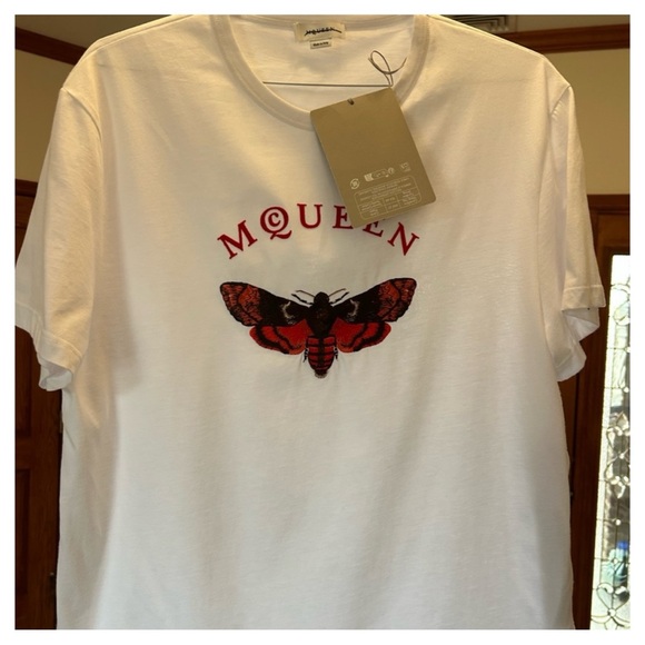 Alexander McQueen moth, embroidered cotton T-shirt size medium, NWT Italy - Picture 5 of 5
